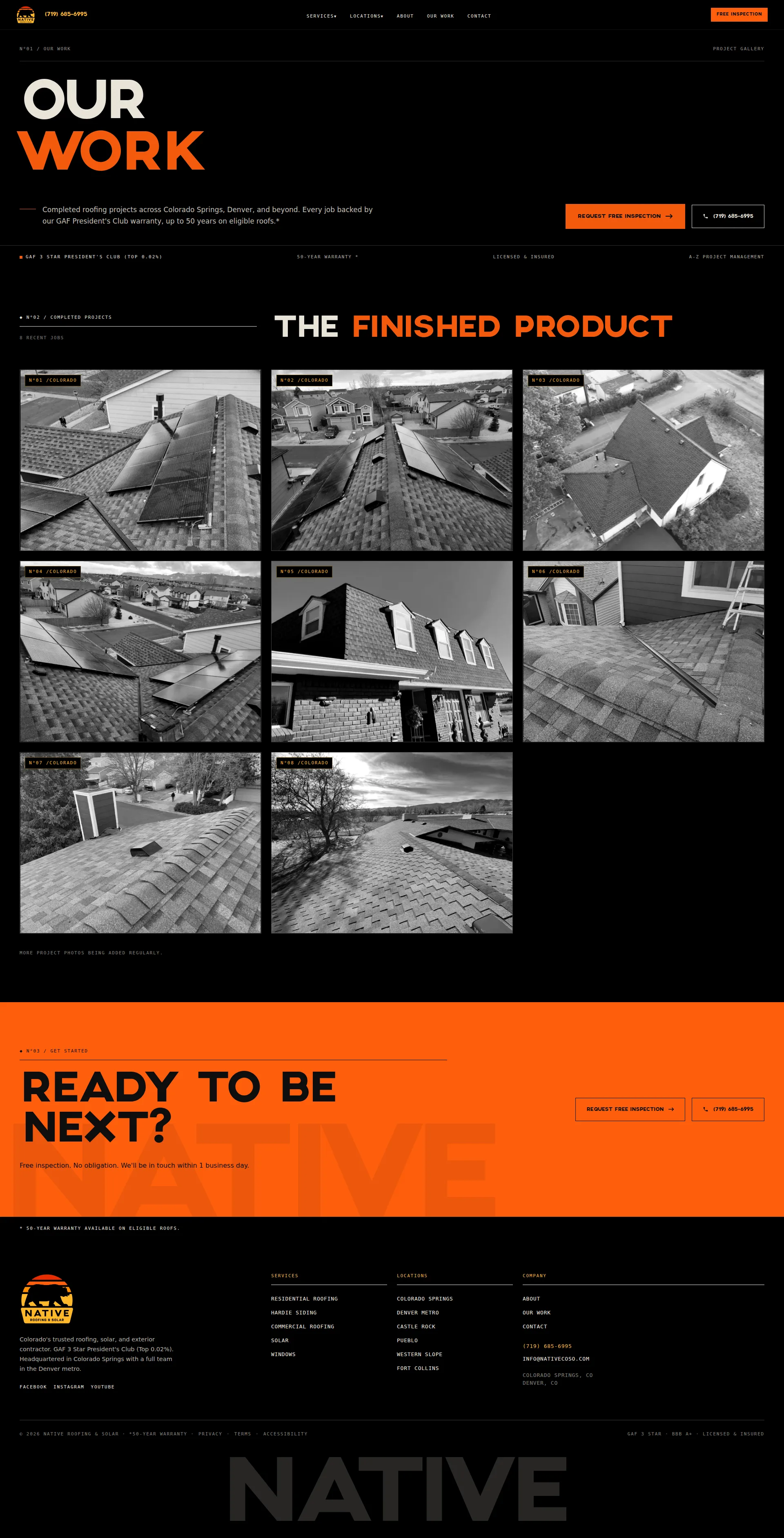 Native Roofing & Solar project gallery, top to bottom